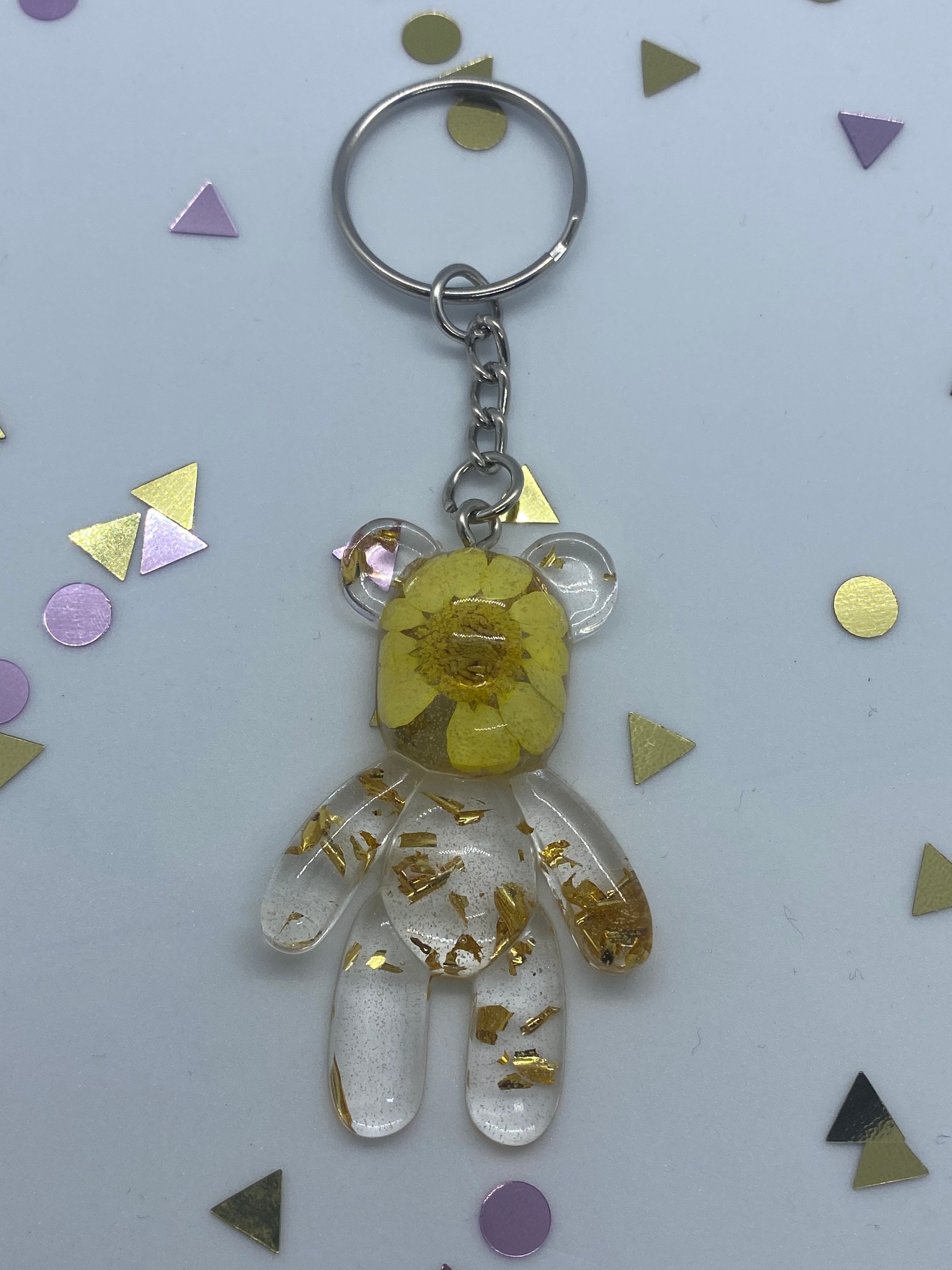 Custom Resin Flower Bear Keychain Teddy Bear Keychain | Etsy