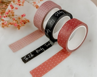 Washi Tape Set | Grids, Polka Dots, Phrases | Bullet Journal & Planner