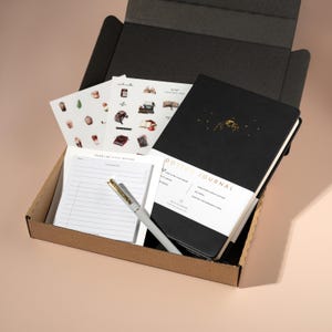Gepersonaliseerde Bullet Journal met Celestial & Coffee-thema | Dagboeksticker| Bevestigingskaarten | Gepersonaliseerde briefpapiercadeau