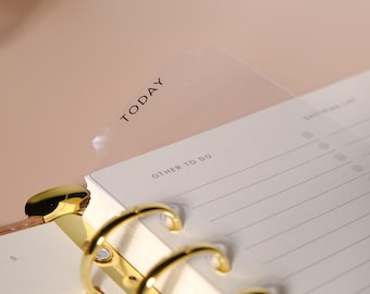 Minimal Transparent Planner Page marker | Today Bookmark A5 | 6 Rings page marker| Planner Accessories | 6 rings bookmark | Planner tab