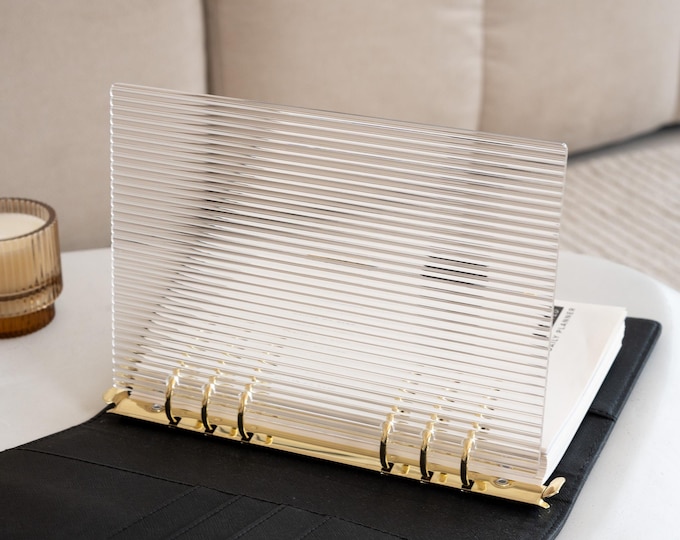 Luxury Acrylic Fluted Planner Dashboard A5 | Transparent Fluted Acrylic Agenda Divider | 6 Rings Luxury Acrylic Agenda Divider