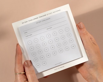 Minimal 30-Day Challenge Tracker Sticky Notepad | Mini Square sticky notepad | Minimal Stationery Accessories | Aesthetic Functional notepad