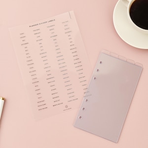 Minimal Transparent Agenda Divider tab A6| Personal Size Divider| Clear Acrylic Divider|6 Rings Agenda Divider|Planner Divider Transparent