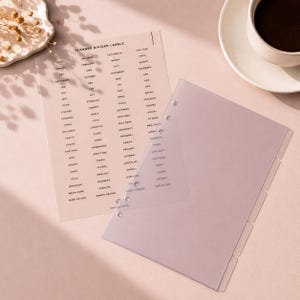 Divisória de agenda minimalista A5 transparente com aba lateral | Aba superior | Divisória de agenda em acrílico transparente | Divisória de agenda com 6 argolas | Etiquetas divisórias para planner