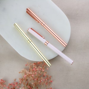 Focus Fine Ballpen | Gold Pen |  Rosegold pen| journaling pen | 0.5 mm Pen | Wedding Pens |  Aesthetic Gel Pen | Minimalist Ballpen