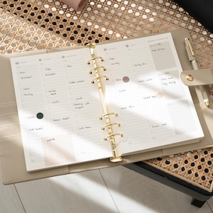 Vertical Planner Inserts | A5 Ring Binder Inserts | Printed Inserts |Weekly Inserts | Undated | Weekly Hourly