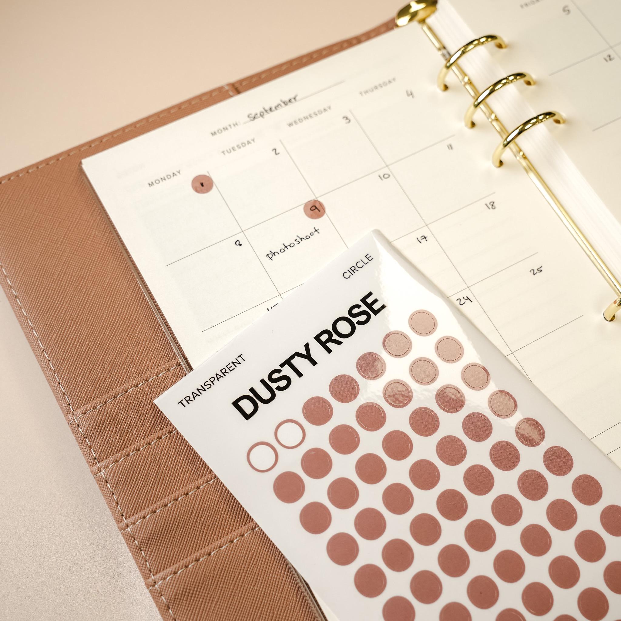 Dusty Rose Circle Dot Stickers: Transparent PET Planner Accessories - Etsy