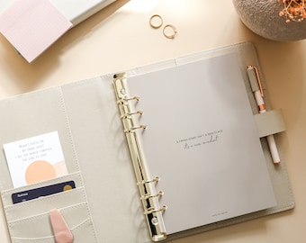 Minimal Planner Dashboard | A5 Agenda Divider |  Beige Dashboard Divider | Ring Binder Organiser Dashboard | quotes divider