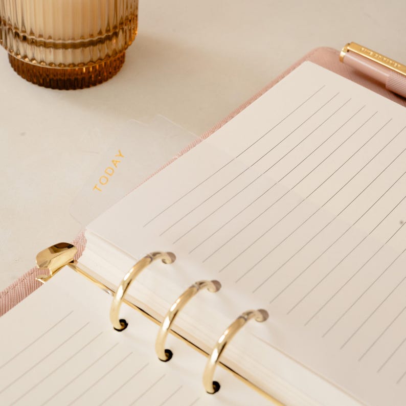 Minimal Transparent Planner Page marker | Today Bookmark A5 | 6 Rings page marker| Planner Accessories | 6 rings bookmark | Planner tab | gold lettering