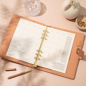 Minimalistyczne, niedatowane, miesięczne wkładki do planera A5 | Wkład do segregatora | Wkłady do planera z wymiennymi wkładami