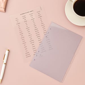 Minimal A5 Transparent Agenda Divider side tab | Clear Acrylic Agenda Divider | 6 Rings Agenda Divider | Planner Divider Labels Transparent