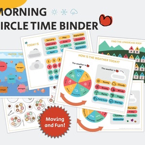 Circle Time Binder, Worksheets for Pre-K and K, Busy Book Printable, Learning Binder, Homeschool Learning, Instant Download