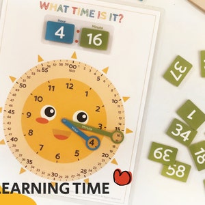 Learn to Tell Time, Printable Clock, Telling the Time, Math, Learning Binder, Circle Time Activity, Homeschool Material, Instant Download