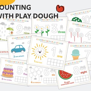 Play Dough Counting Mats, Counting with Play Dough, Learning Numbers, Homeschool Binder, Busy Book Printable, Instant Download