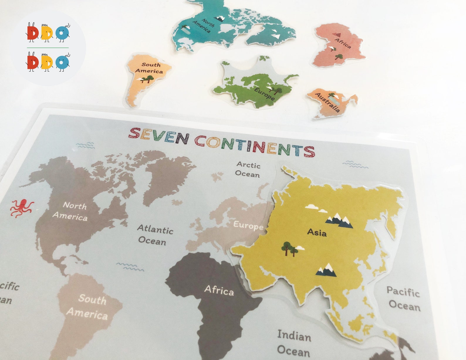 seven continents puzzle printable world map world etsy