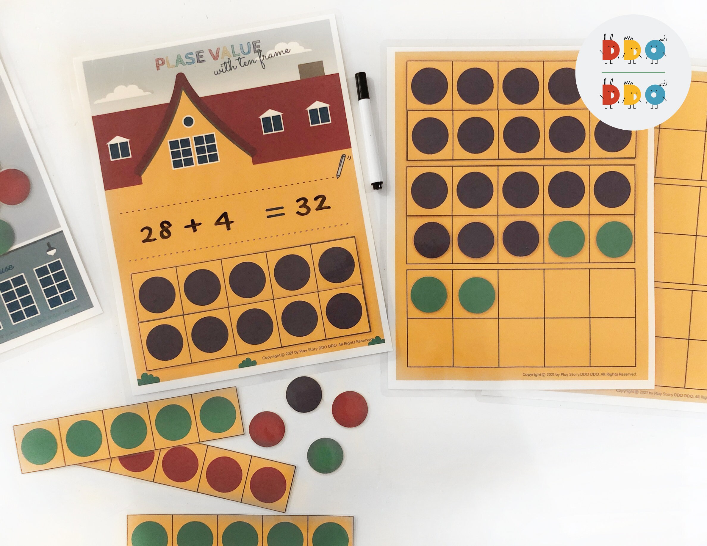 Place Value Activity, Math Game, Printable Ten Frame, Math Worksheet ...