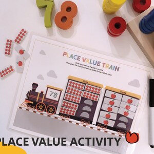 Place Value Activity, Printable Math, Worksheets for Kindergarten, First Grade Math, Busy Book, Homeschool Learning, Instant Download