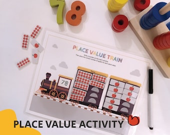 Place Value Activity, Printable Math, Worksheets for Kindergarten, First Grade Math, Busy Book, Homeschool Learning, Instant Download