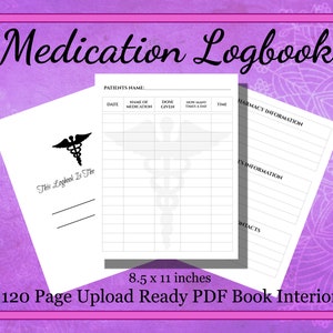 KDP Interior Medication Logbook Journal Book Template