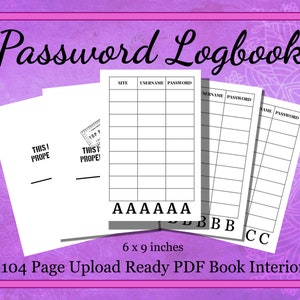 KDP Interior Password Logbook Template Pages