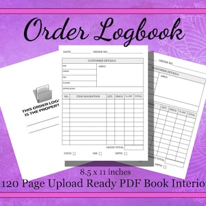KDP Interior Template Order Logbook