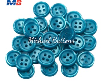 botones michael 10mm 4holes imitación botón perla Green Lake color 16L