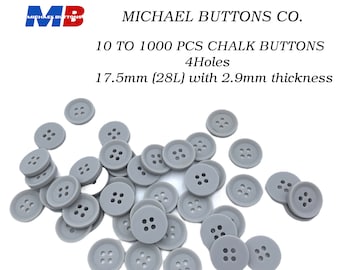 10 a 1000 piezas 17.5mm botones de tiza 4 hoyos Color gris