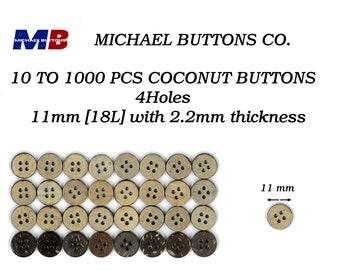 botones michael 11mm 13mm doble plano 4holes botón de coco 18L 20L