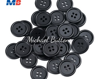 botones michael 15mm 20mm 25mm 4holes botón de tiza color negro 24L 32L 40L acabado mate
