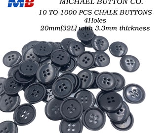 10 a 1000 piezas 20mm botones de tiza 4 hoyos Color negro