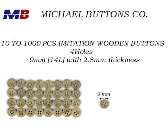 botones michael 9mm 4holes imitación botón de madera 14L madera
