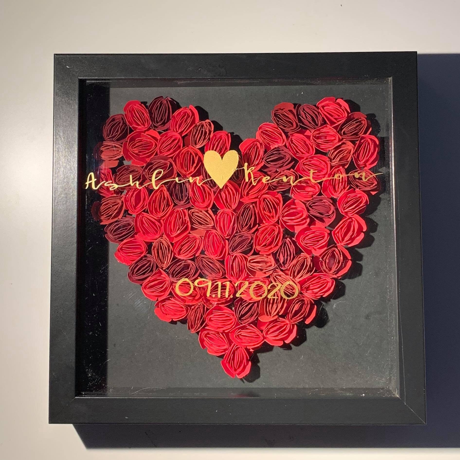 Shadow Box/ Wedding Anniversary Paper flowers /Personalized Etsy