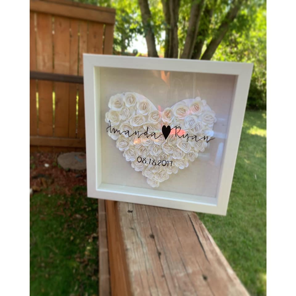 Shadow Box/ Wedding Anniversary Paper flowers /Personalized Etsy