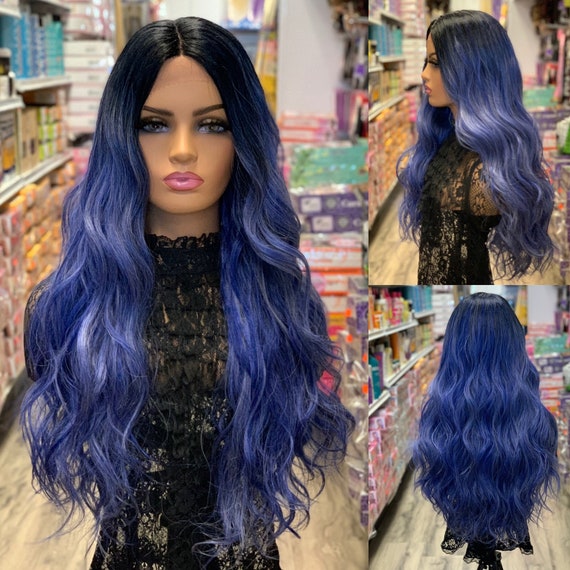 Dark Purple Blue Beauty Lace Front Wig Amazon.com : Highlight Purple Wig Ombre Purple Blue Wigs For  main image 2