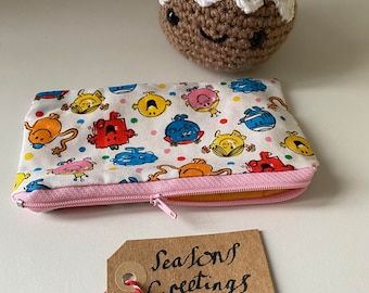 Hand Made Pencil Case/Pouch/mr men/ Christmas Stationery Set