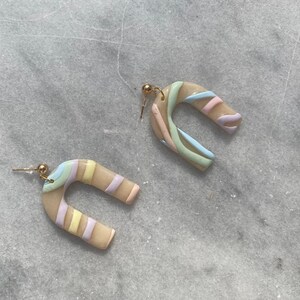 Pastel Earrings/ Polymer Clay Earrings/ Summer Earrings/ Statement Earrings/ Modern Earrings/ Translucent Jewelry/ Arch Earrings