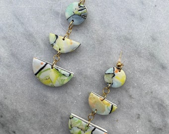 Watercolor Earrings/ Watercolor Dangles/ Statement Earrings/ Hand Painted Earrings/ Modern Earrings