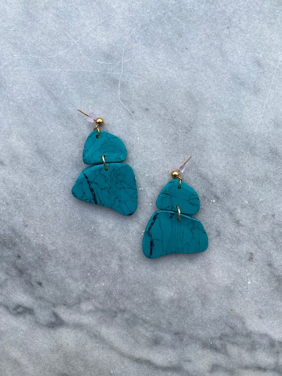 Delia Turquoise Statement Earrings Large – Rahya Jewelry Design