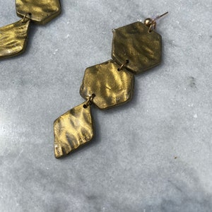 Hammered Gold Earrings/ Clay Earrings/ Modern Earrings/ Abstract Earrings