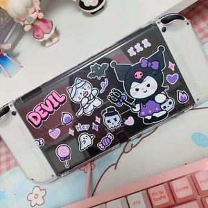 Funda para Nintendo Switch OLED con diseño de diablo, transparente, kawaii, ideal como regalo para ella.