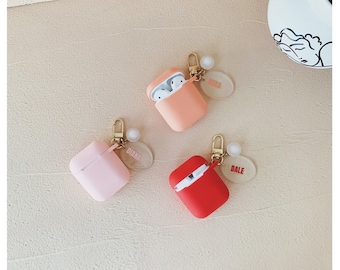 Personligt AirPod-skal med nyckelring, monogram AirPod-skal, anpassad silikon Airpod-nyckelring rosa, AirPods-fodral, Airpods-påse, Airpods-hållare