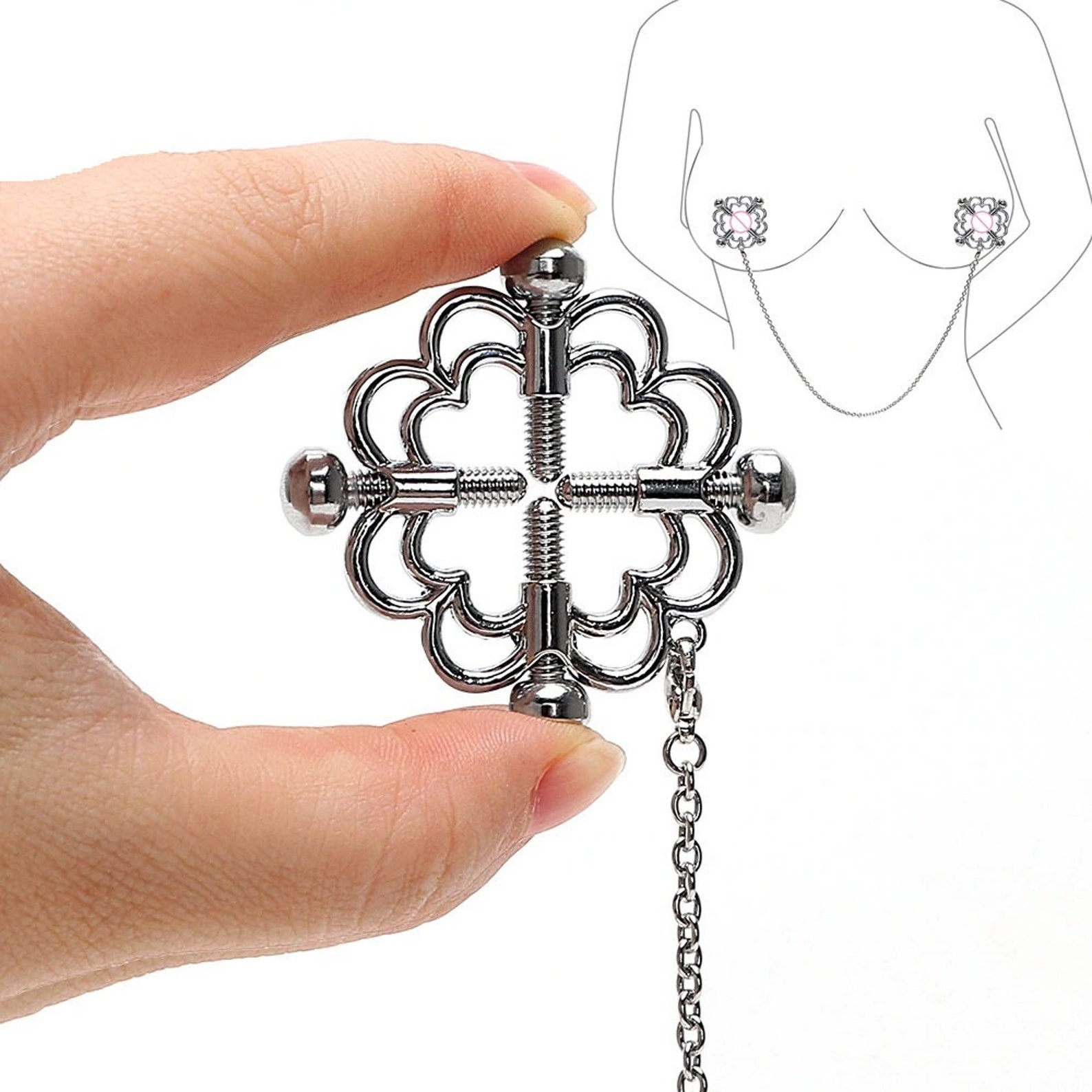 Flower Shape Nipple Ring with Chain/Cute Nipple Ring Etsy