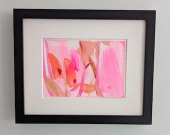 Original Art Painting, Strawberry Milk 03 Series, Acrylic Painting on paper