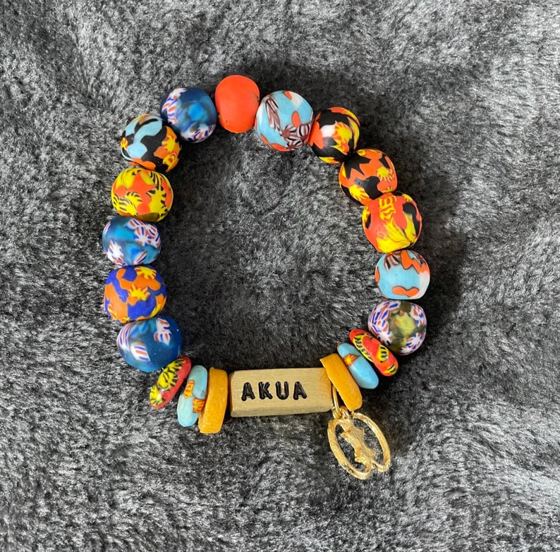 Authentic Glass Bead Name Bracelet 'AKUA/EKUA from Ghana Etsy