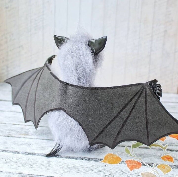Bat with heart bat soft sculpture realistic bat doll cute Etsy
