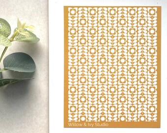 Silk Screen Stencil, Retro Floral Silkscreen, Silk Screen For Polymer Clay, Polymer Clay Silk Screen, Polymer Clay Tools, Clay Jewellery