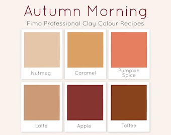 Polymer Clay Colour Recipe, Autumn Colour Recipe, Fimo Professional Clay, Clay Colour Recipe, Clay Colour Mixing, Colour Recipe Guide