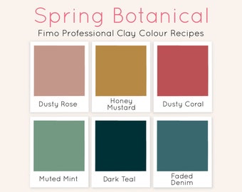 Polymer Clay Colour Recipe, Spring Colour Recipe, Fimo Professional Clay Colour, Clay Colour Recipe, Clay Colour Mixing, Colour Recipe Guide