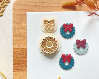 Polymer Clay Cutter, Wreath and Bow Cutter, Christmas Wreath, Cutter For Polymer Clay, Christmas Cutter, Clay Jewellery, Wreath Clay Cutter