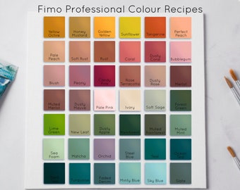 Polymer Clay Colour Recipe, 42 Colours, Fimo Professional, Fimo Clay Colours, Clay Recipe, Polymer Clay Colour Mixing, Clay Colour Palette
